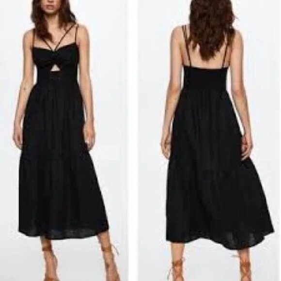 JASON WU Spaghetti Strap Linen Sun Dress with Cutout Wooden Bead Midi Maxi Small - Picture 13 of 13
